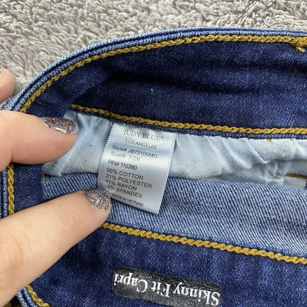 Judy Blue Skinny Fit Capri‎ Jeans Womens 7/28 Blue Mid Rise Denim